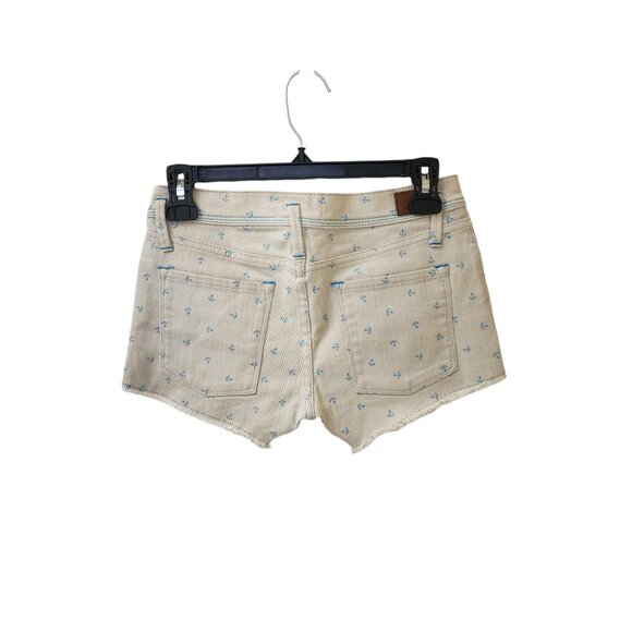 Roxy Grey Blue Anchor Jean Shorts Size 0 /24 Low Rise Raw Hem y2k - Picture 3 of 8
